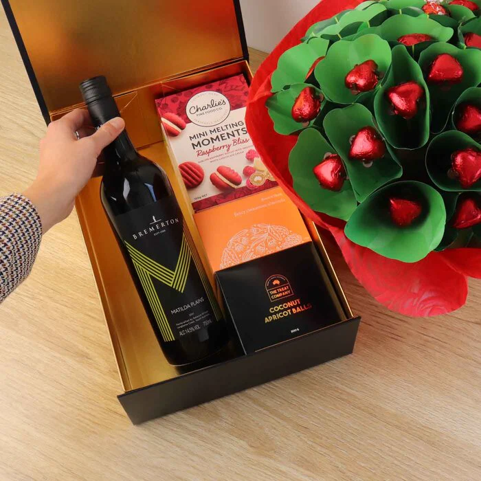 Aries Bouquet & Red Wine Hamper Bundle - Image 3