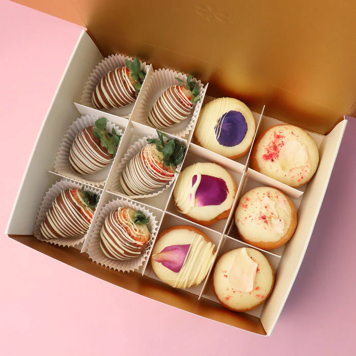 Flower Donuts & Chocolate Strawberries Gift Box - Image 3