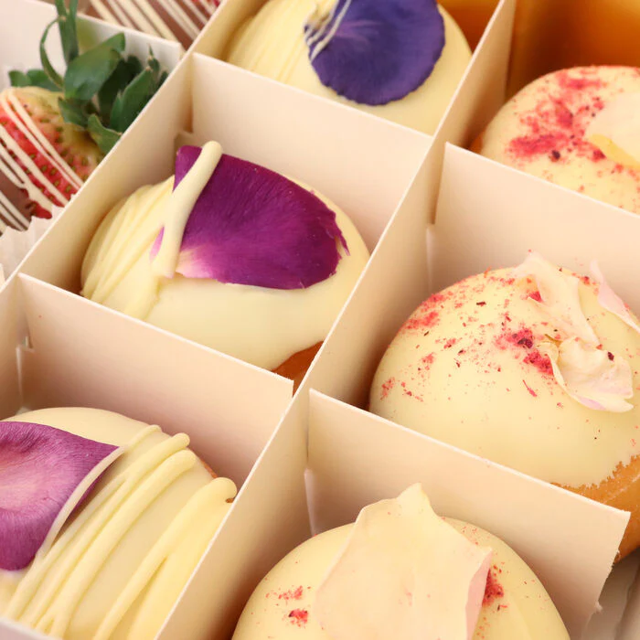 Flower Donuts & Chocolate Strawberries Gift Box - Image 4