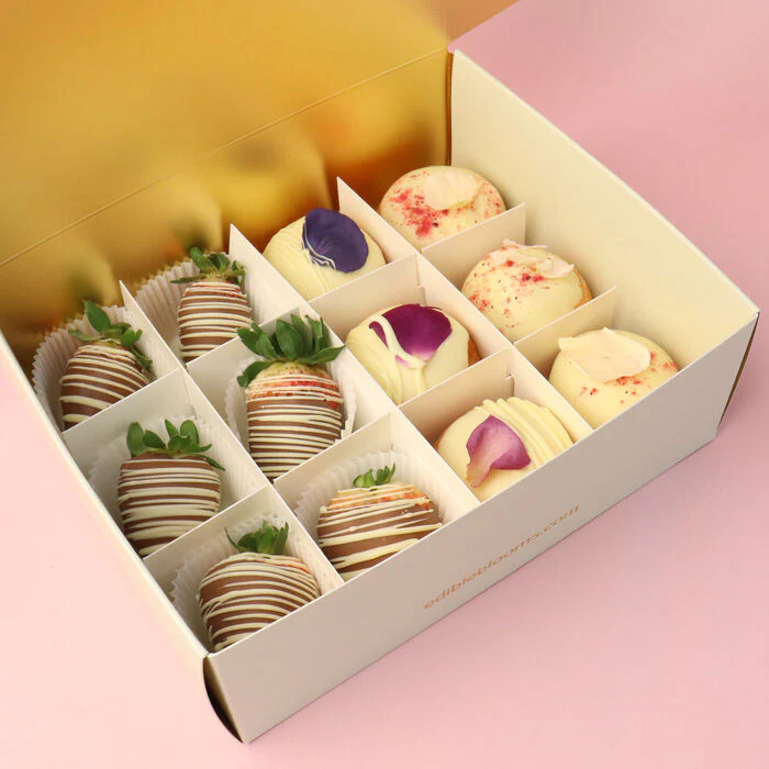 Flower Donuts & Chocolate Strawberries Gift Box - Image 6