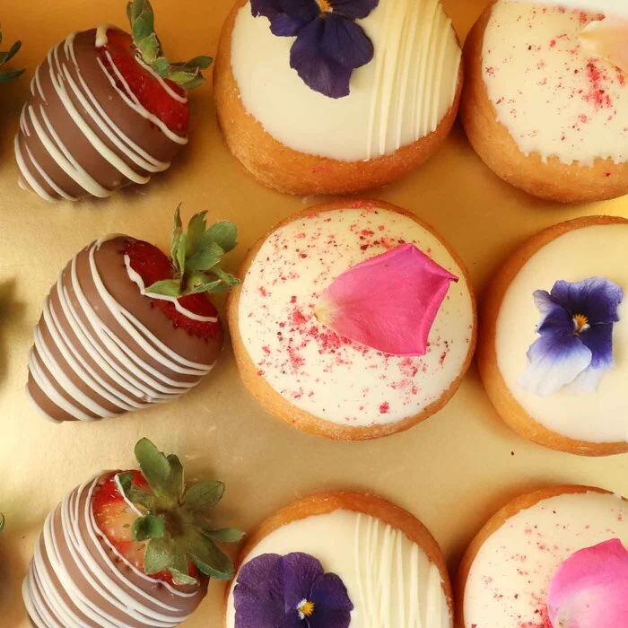 Flower Donuts & Chocolate Strawberries Gift Box - Image 7